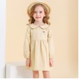 Spring new children's skirt children's spring and autumn children's dress retro small lapel children's dress