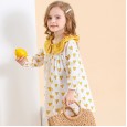 Spring new children's skirt children's clothing spring and autumn double-layer doll lapel love printing girl dress