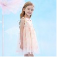Summer new puffy princess dress children's clothing doll lapel cloud embroidered mesh girl dress