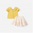 Summer new children's skirt suit children's clothing Peter Pan collar wave point girl short sleeve suit