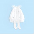 Summer new girl puffy princess dress children's clothing fungus lace white embroidered mesh dress