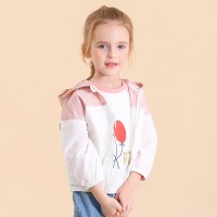 Spring new children's jacket children's clothing cartoon girl cute little ear stitching hooded jacket