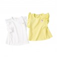 Summer new children's clothing small flying sleeve children's T-shirt cherry embroidered stickers girls short-sleeved T-shirt