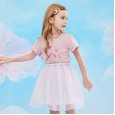 Summer new children's suits children's clothing printed short-sleeved sequined mesh skirt girl suits