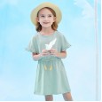 Summer new short-sleeved girls dress children's clothing lace cuffs waist waist color tassel T-shirt skirt