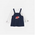 Spring new children's clothing love pocket girls denim strap dress
