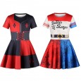 New summer clown female digital print dress short sleeve pleated skirt