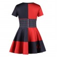 New summer clown female digital print dress short sleeve pleated skirt