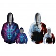 Lion digital printing parent-child zipper sweater sports casual autumn hooded long-sleeved outer wear