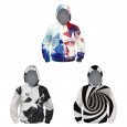 New best selling 3D angular digital printing children's hooded sweater large size loose zipper coat autumn and winter