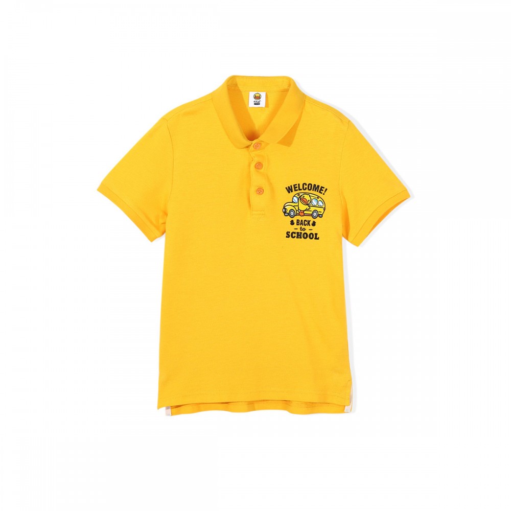 Little yellow duck summer middle-aged children's classic casual boys short-sleeved boys boys knitted lapel short T