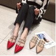 Summer new Roman rivets flat pointed shoes women sandals Baotou beach slippers