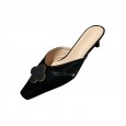 Fashion square head spring wild small square head thick heel with shallow mouth half dragging lazy OL dress women's shoes