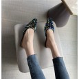 Fashion early spring new product slippers wild sequins beaded OL low heel wedding women's shoes half drag