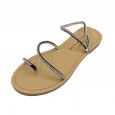 Fairy glittering rhinestone oblique thin belt was thin set toe simple beach flat sandals 5-8