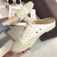 Flat bottom fashion street wearing small white shoes female students new lazy half slippers wearing wild tide