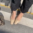 Small square head thick heel sandals female spring new Baotou back empty word buckle low heel single shoes female tide