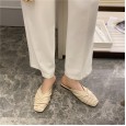 Spring and summer new Baotou female drag fashion fold lazy low-heeled lazy sandals