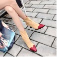 Stitching small square head stretch sock boots short boots new fashion show high heel women boots 027