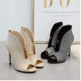 Rear zipper rhinestone fine heel high heel fish mouth ladies suede sandals hot diamond women sandals