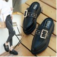 Semi-slipper women wear new spring and summer thick bottom Baotou without heel lazy wedge heel height increase muffin