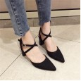 New Roman suede winding hollow fashion thick high-heeled shallow mouth buckle OL dress shoes women