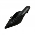 Spring fashion bow tie thin heeled lazy half dragged middle heel OL trendy women's shoes