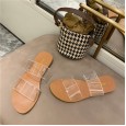 Spring and summer Rome new transparent glass glue is white and thin and comfortable vacation beach slippers have a large size of 40