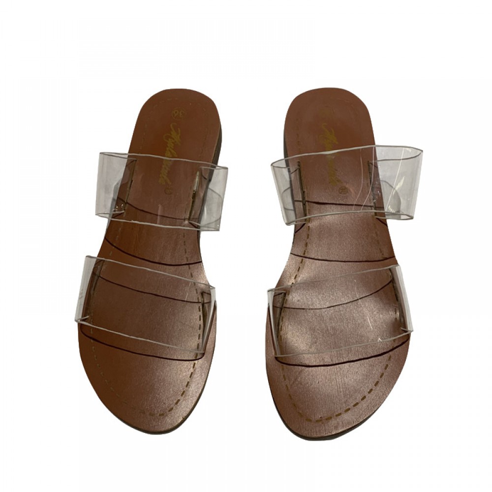 Spring and summer Rome new transparent glass glue is white and thin and comfortable vacation beach slippers have a large size of 40