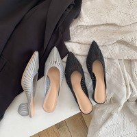 Early spring New Roman version of the ball-shaped round heel pointed sequins half drag fashion OL tide female dress women's shoes