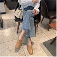 Spring and summer new square-toed women's shoes with semi-drag heels and heels