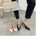 Pointed rivets sandals female summer new fashion wear Baotou half slippers Mueller shoes without heel lazy shoes