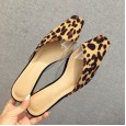 Spring fashion small square head leopard print fashion thick heel half drag OL female sandals