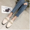 Spring fashion metal chain wild square head low heel set foot half drag tide lazy women's shoes
