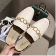 Spring fashion metal chain wild square head low heel set foot half drag tide lazy women's shoes