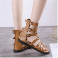 Roman open-toed women's shoes summer new low-heeled high-top fashion wild thin strap hollow tide women's sandals