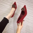 New fashion pointed rhinestone women's shoes work shoes wild suede shallow mouth foot OL single shoes
