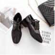 Spring patent leather plus breathable mesh small leather shoes fashion square head thick heel with lace up women's singles 40