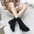 Martin boots women's style wild thick heel short boots boots winter suede middle heel motorcycle boots