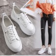 Spring fashion wild leather small white shoes round head thick bottom casual waterproof platform female middle heel shoes
