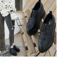 Sponge shoes women thick bottom new sequins wild small leather shoes increased lace-up single shoes style women's shoes