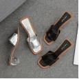 Summer new style with stone pattern fairy sandals thick with crystal heel sexy cool half slippers