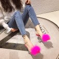 Spring fashion transparent feather hair wine glass crystal high-heeled half-hold OL tide women's shoes 35-41 yards