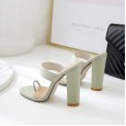 New classic one-word horizontal belt set toe thick heel high heel wild dress half drag female sandals 998