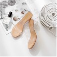 Summer transparent new summer tide crystal in the heel with thick and wild half-drag sandals women