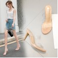 Summer Roman word transparent thin high-heeled was thin sexy OL open-toed female half drag sandals 938-3