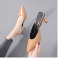 Spring and summer new pointed pointed high-heeled slippers commute wear OL shallow mouth half slippers