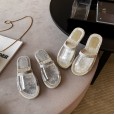 Wild lazy drag summer new flat straw open toe transparent fisherman sandals