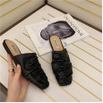 Spring and summer new slippers fashion fold lazy square head wild sets of feet female lazy drag sandals