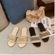 New Product College Style Woven Tassel Flat Open Toe Lazy Slippers Cool Beach Wear